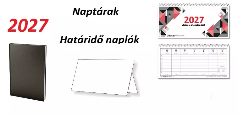 2027 naptárak, határidő naplók