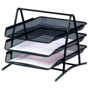 Mesh fémhálós irattálca 3 emeletes fekete
