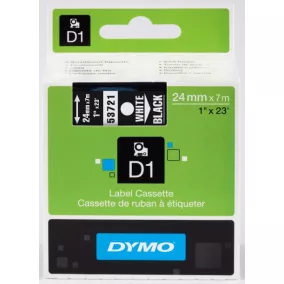 Dymo S0721010 D1 kazetta, 24mmx7m, fehér/fekete*