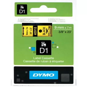 Dymo S0720730 (40918) D1 9mm*7m fek/sárga kazetta