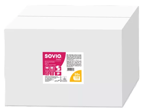 SOVIO kéztörlő 2réteg V hajtogatás 21*23cm 150lap cell PP21083 (kisz 20)