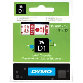Dymo S0720550 (45015) D1 12mm*7m piros/feh kazetta