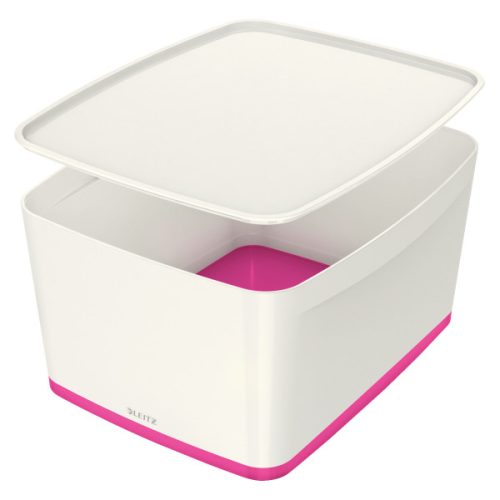MyBox tárolódoboz fedővel nagy 52161023 fehér/rózsa