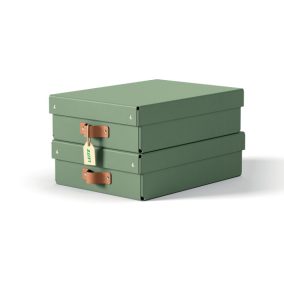   Puro karton tárolódoboz M méret alacsony 2db földzöld 61480050