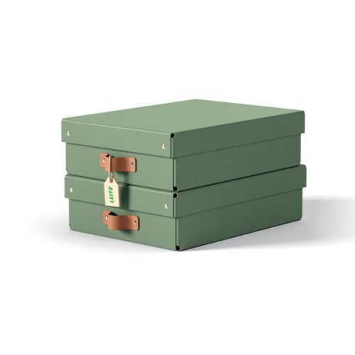 Puro karton tárolódoboz M méret alacsony 2db földzöld 61480050