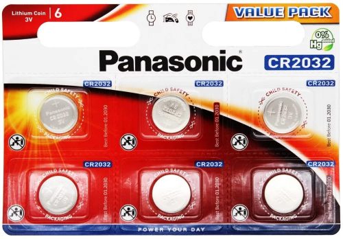 Elem Panasonic gombelem CR2032 (6db/bliszter) Lithium