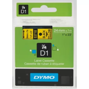 Dymo S0720980 (53718) D1 24mm*7m fek/sárga kazetta
