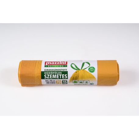 MAZZINI Szemetes zsák újrahasznosított húzófüles 70L (64x70) 15db/roll