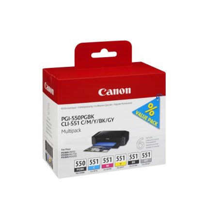 Canon PGI-550 + CLI-551 Multipack Black Cyan Magenta Yellow Grey