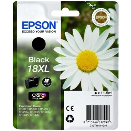 Epson T18XL T1811 Black tintapatron eredeti C13T18114010