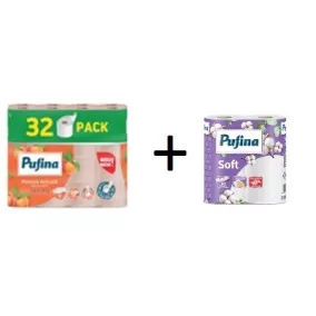  PUFINA toalett 3réteg 32tek 140lap barack+Pufina kézt(PP20643) PP21207