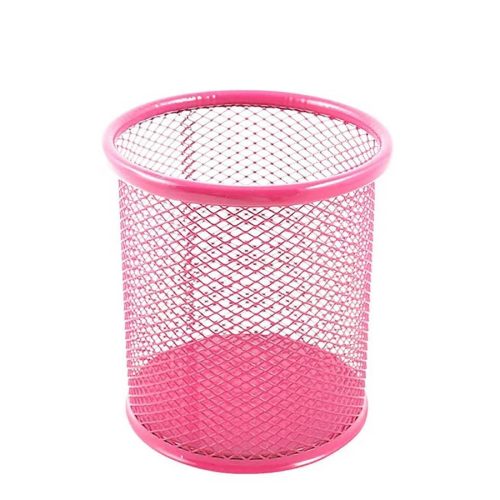 Mesh fémhálós tolltartó (írószertartó) pink
